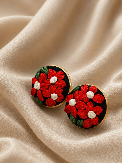 Scarlet Bloom - Stud Earrings
