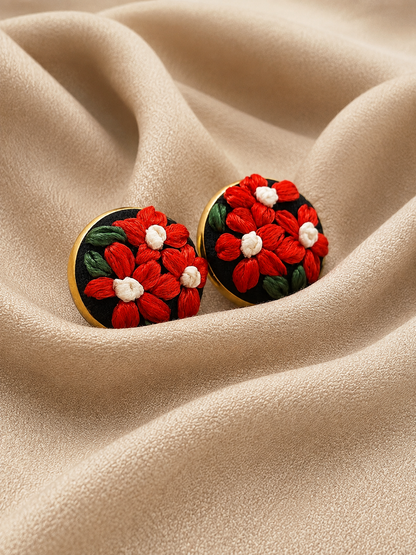 Scarlet Bloom - Stud Earrings