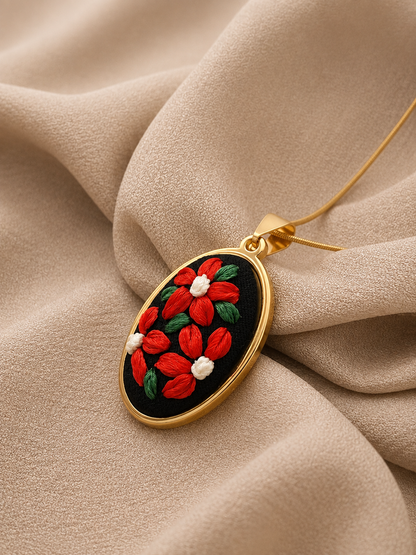 Scarlet Bloom - Gold Pendant