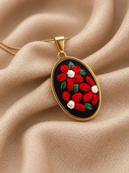 Scarlet Bloom - Gold Pendant