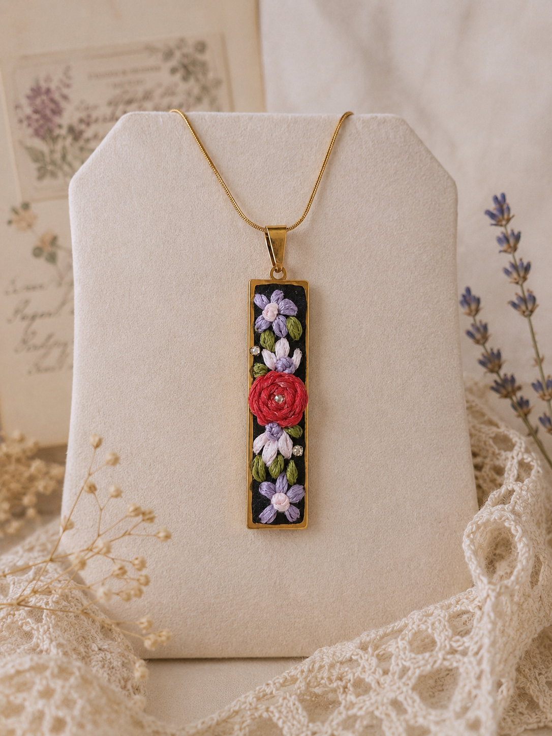 Lavender Bloom - Gold Pendant