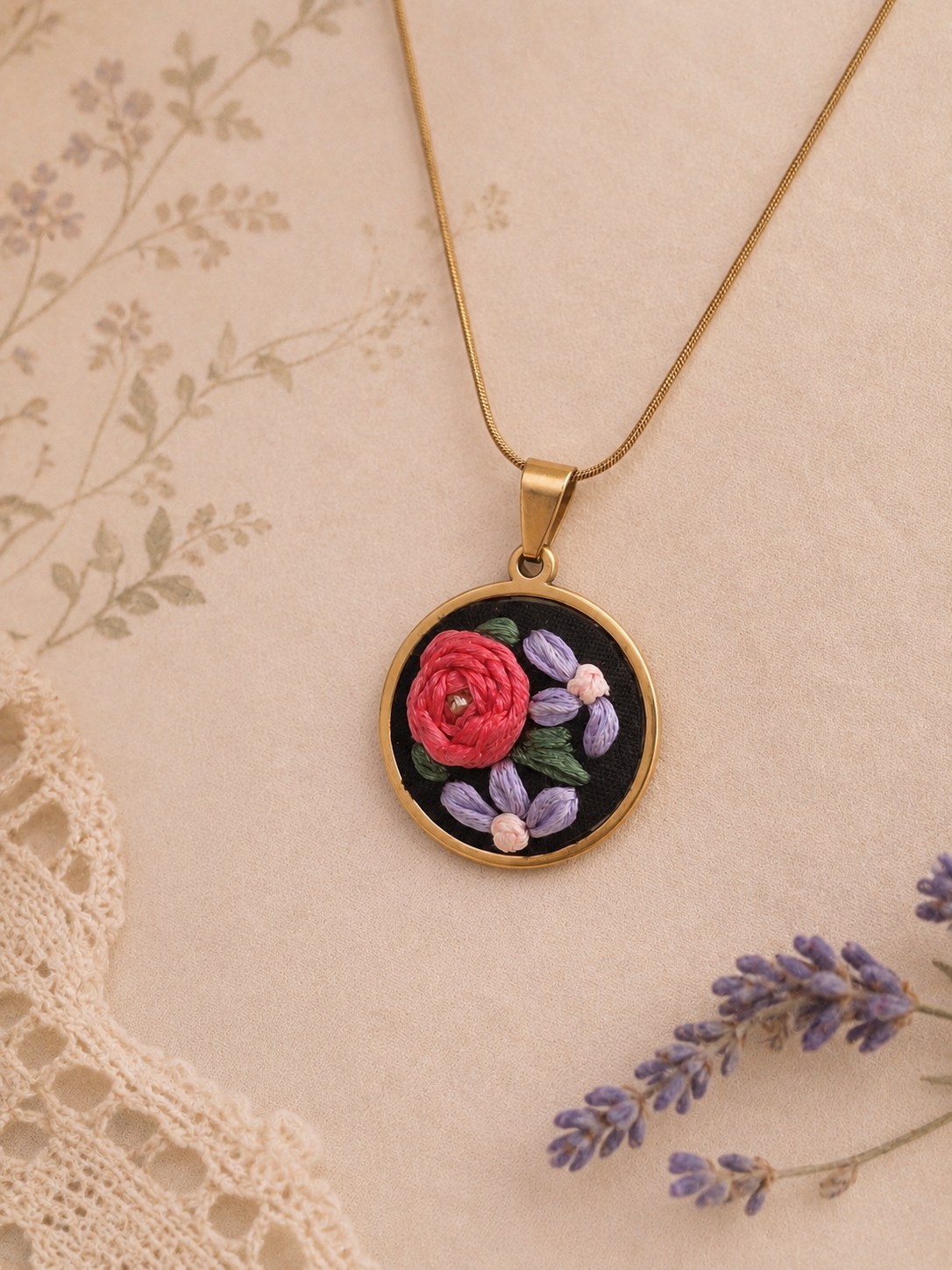 Lavender Bloom - Gold Pendant
