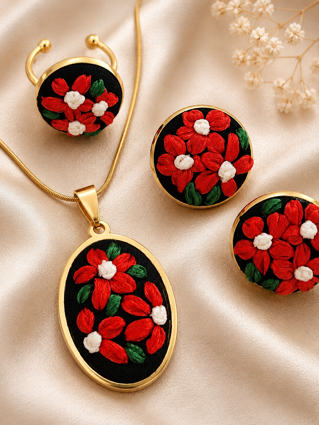 Scarlet Bloom - Gold Jewelry Set