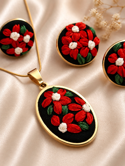 Scarlet Bloom - Gold Jewelry Set