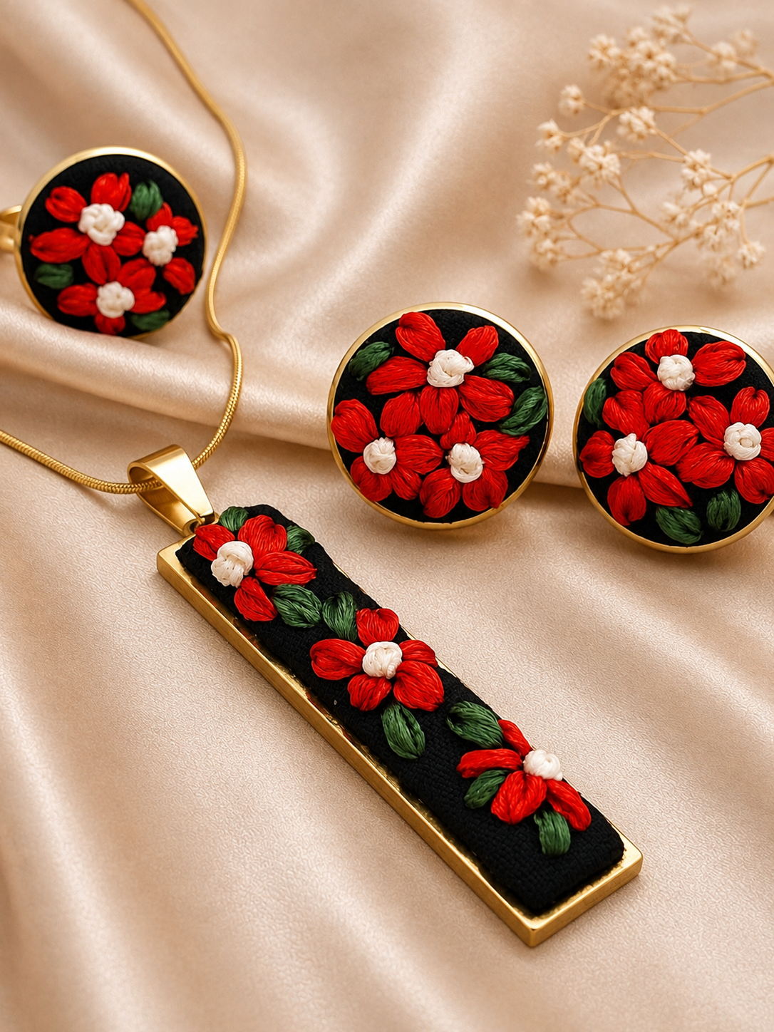 Scarlet Bloom - Gold Jewelry Set