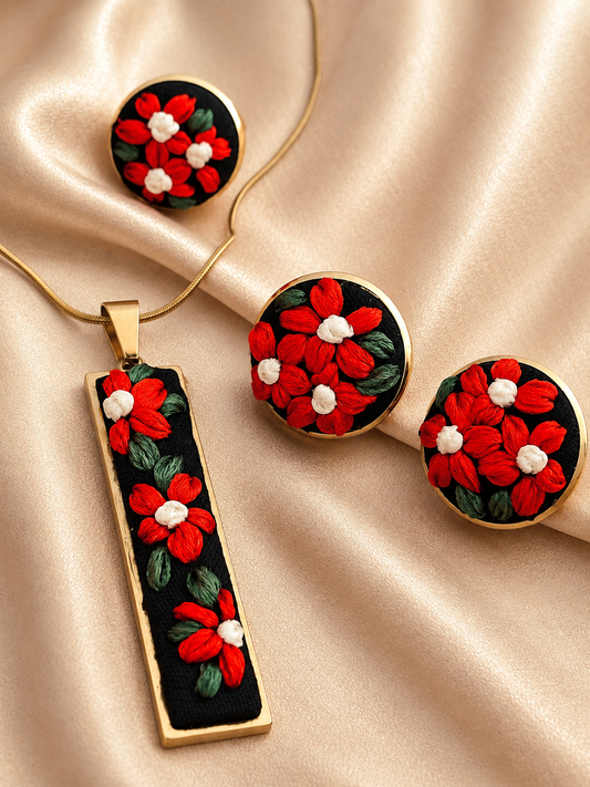 Scarlet Bloom - Gold Jewelry Set