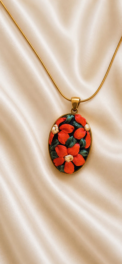 Scarlet Bloom - Gold Pendant